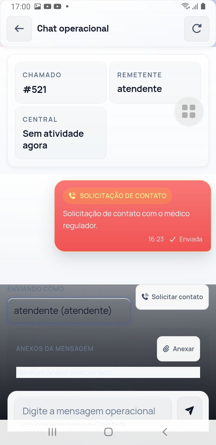Chat operacional com o médico regulador — app SAU 360 / SAMU 192