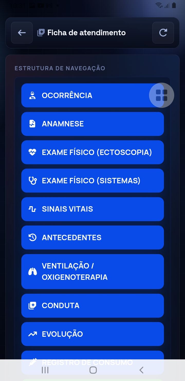 Ficha pré-hospitalar — estrutura completa — app SAU 360 / SAMU 192